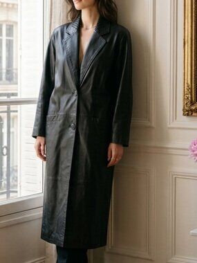 Vintage Learsi Full Length Leather Trench Coat - Women's Classic Overcoat Small